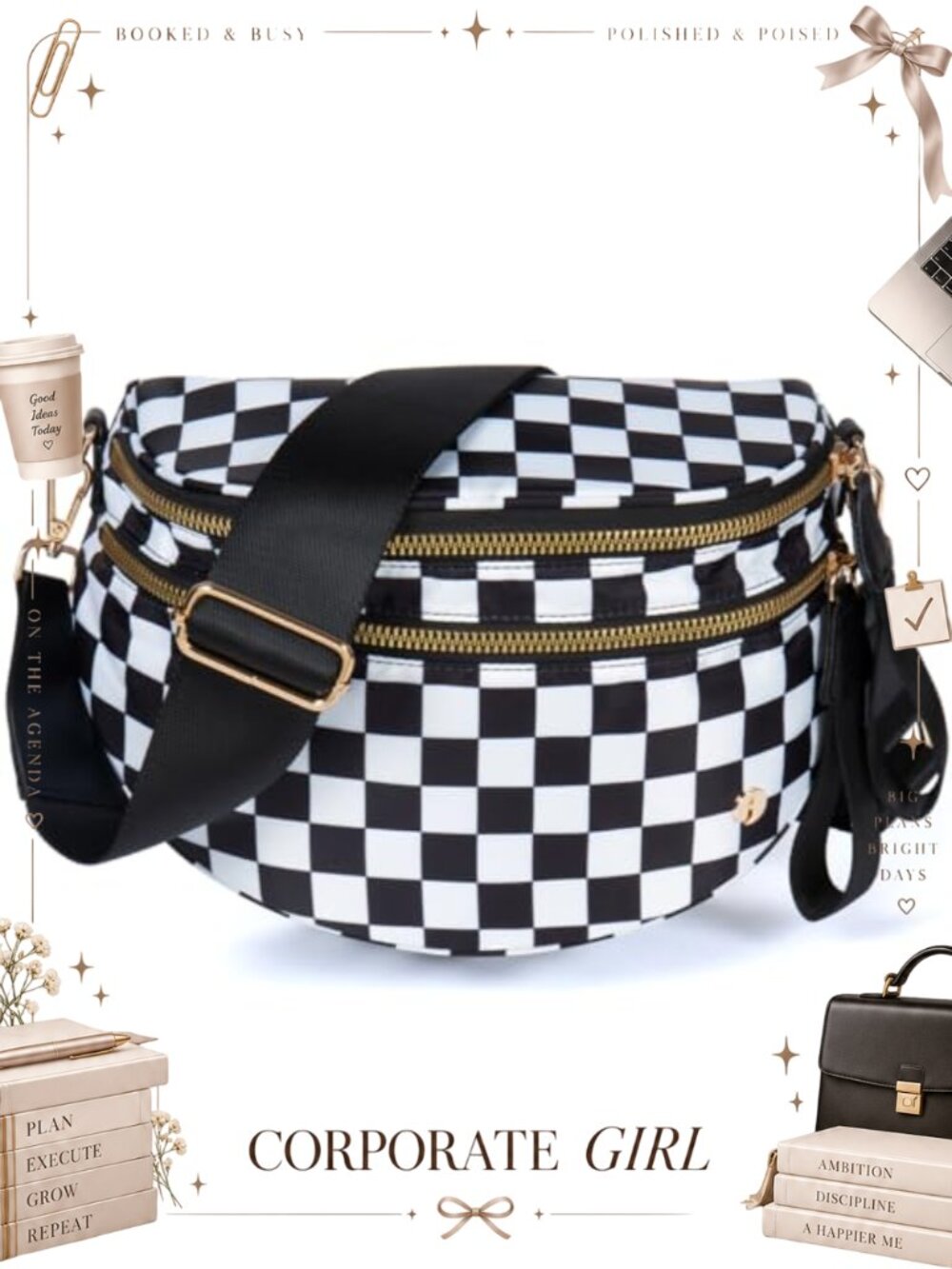 Nylon Crossbody Bag Adjustable Strap MultiPocket Travel Purse